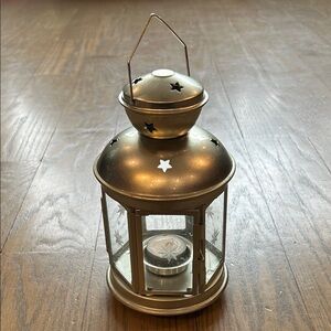 IKEA Metallic Lantern with Star Cutouts